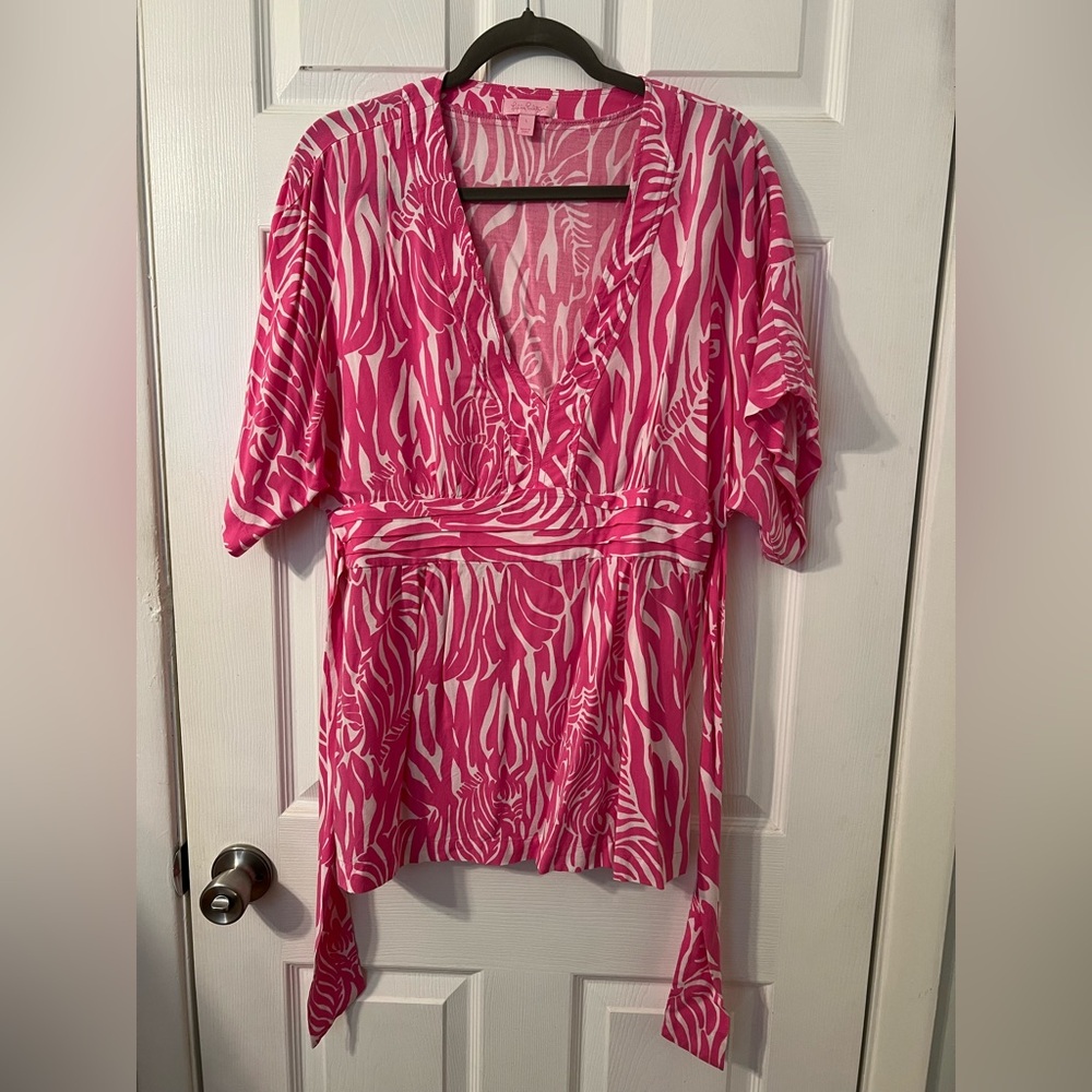 Lilly Pulitzer Tie Back Top - Pink Zebra - Size L